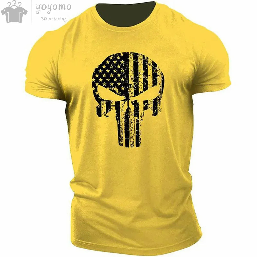 Men's T Shirt 3d Print Military Patriotic Skull