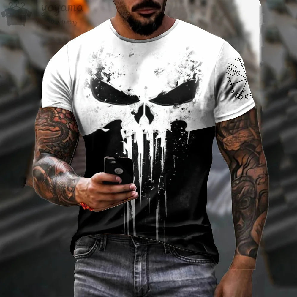 Men's T Shirt 3d Print Military Patriotic Skull