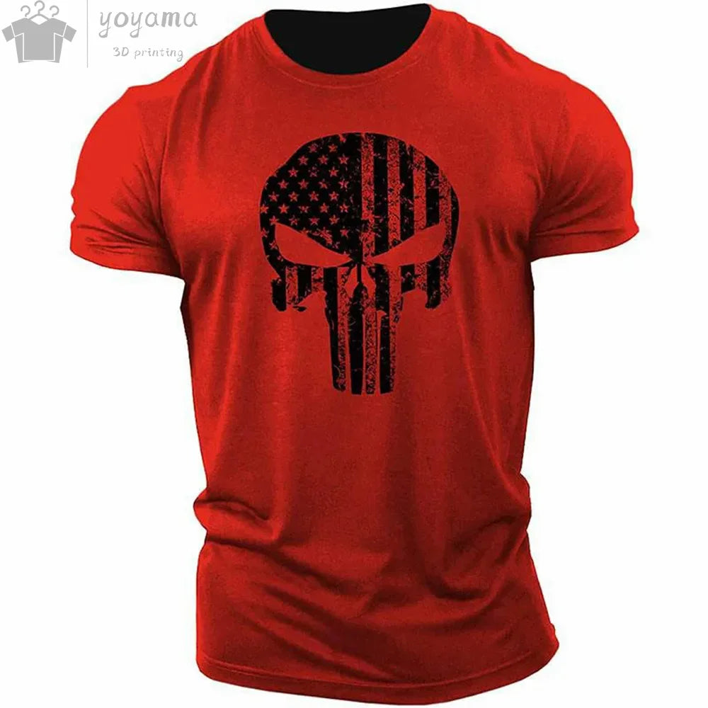 Men's T Shirt 3d Print Military Patriotic Skull