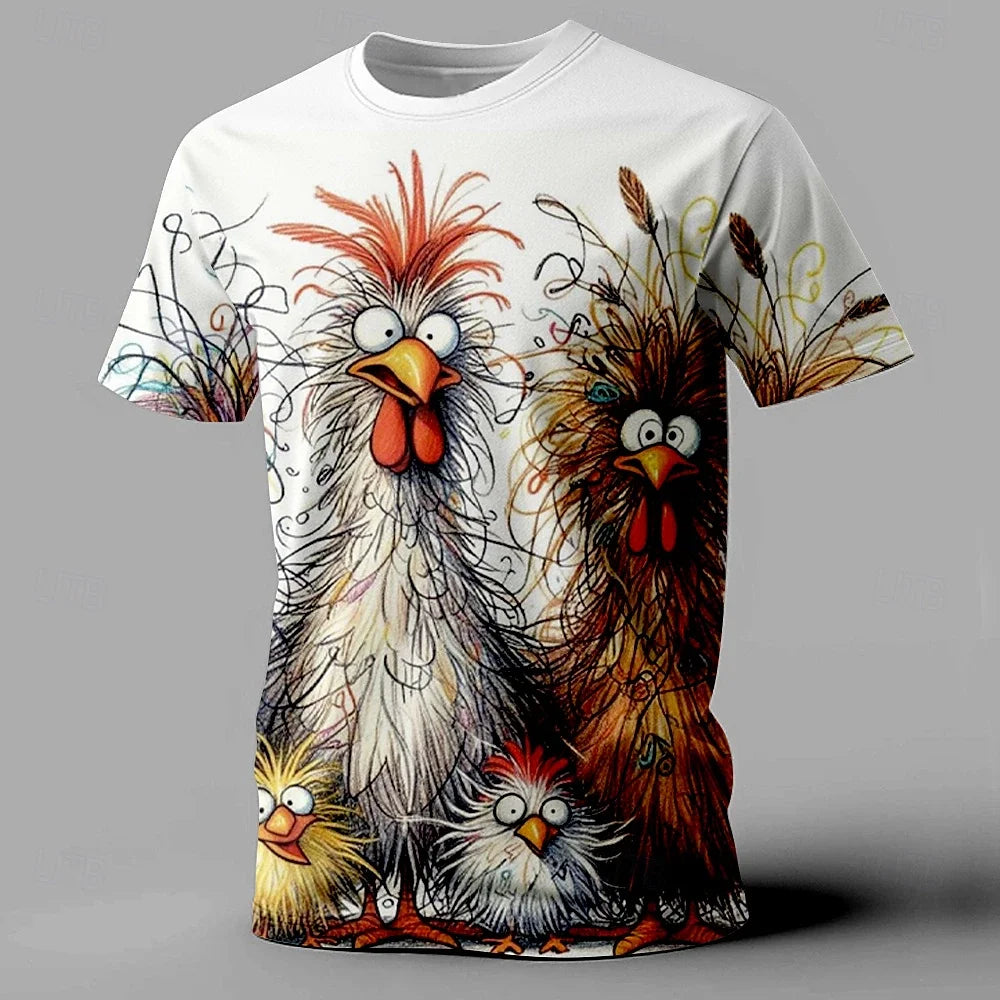 Men's T Shirt Animal Chicken Print Summer