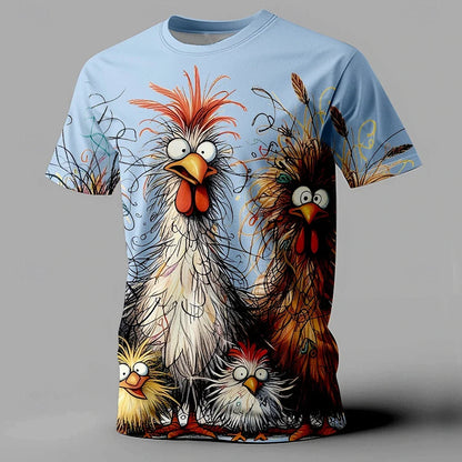 Men's T Shirt Animal Chicken Print Summer