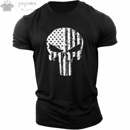 Men's T Shirt 3d Print Military Patriotic Skull