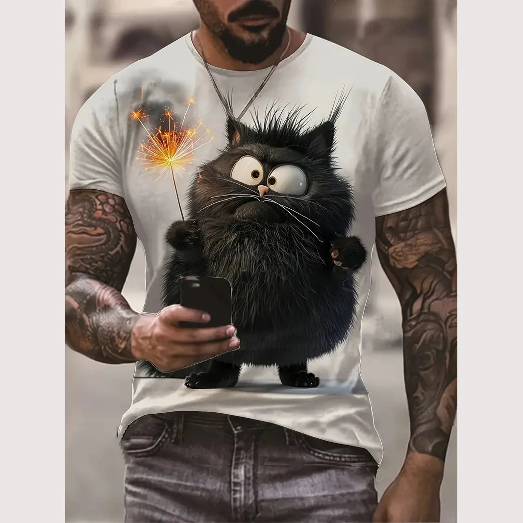 Men's T Shirt Cat Fashion