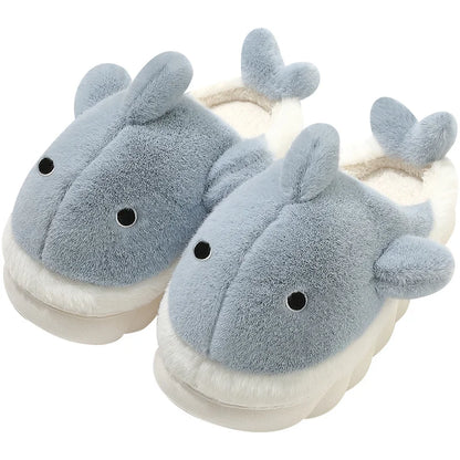 Funny Animal Shark Cotton Slippers Women's