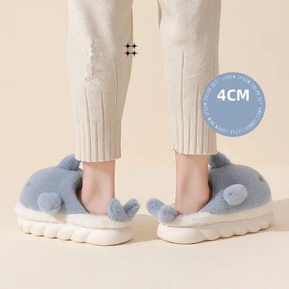 Funny Animal Shark Cotton Slippers Women's