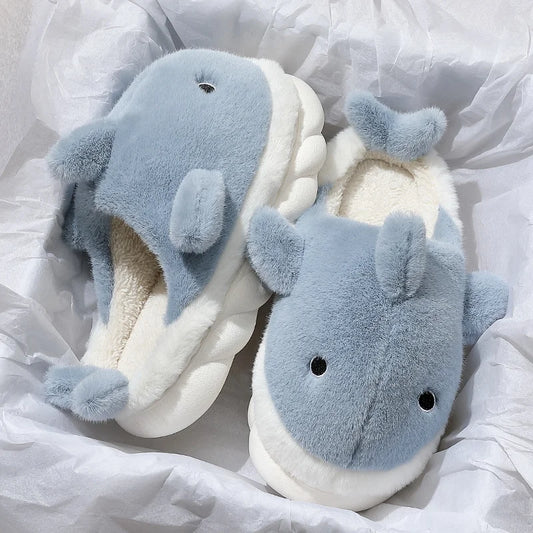 Funny Animal Shark Cotton Slippers Women's