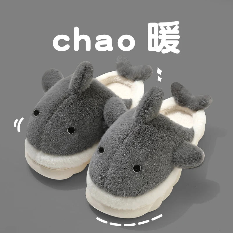 Funny Animal Shark Cotton Slippers Women's