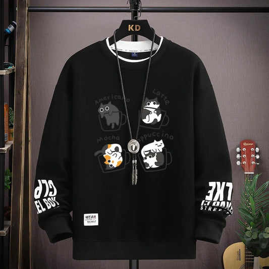 Spring Men's Sweatshirt Japan Cartoon