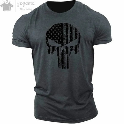 Men's T Shirt 3d Print Military Patriotic Skull