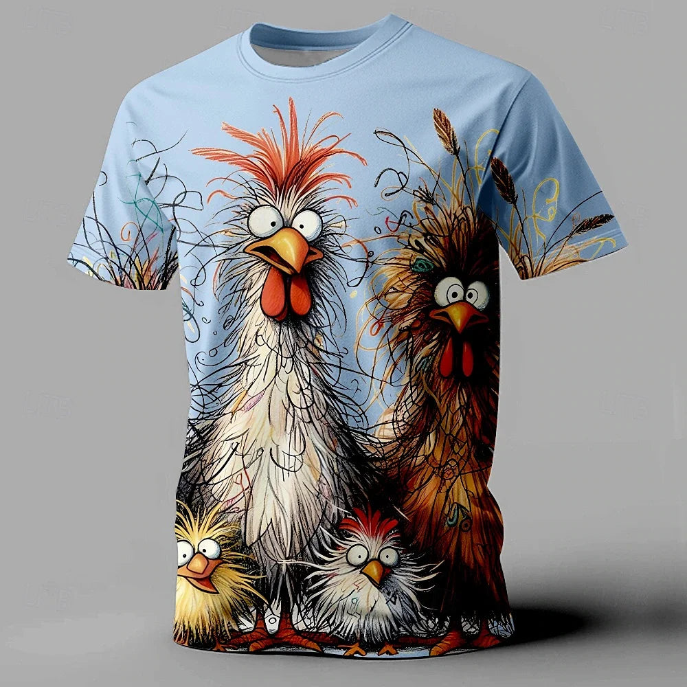 Men's T Shirt Animal Chicken Print Summer