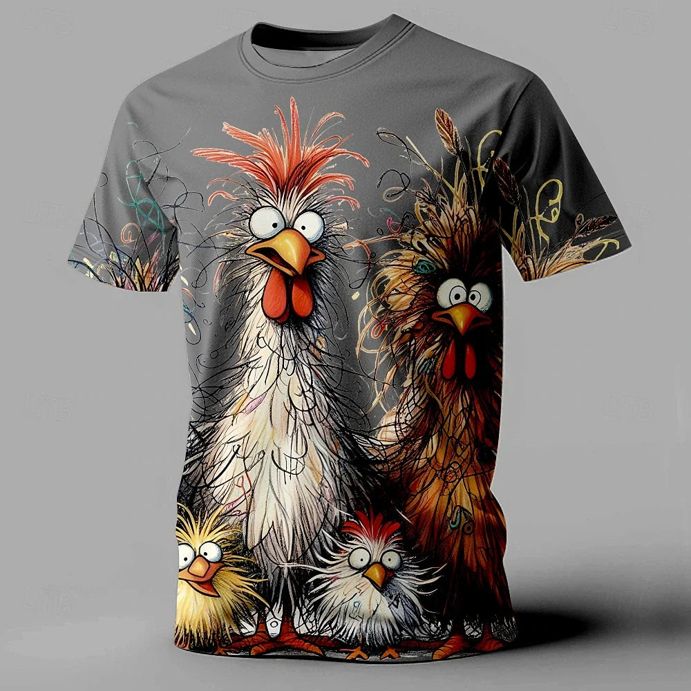 Men's T Shirt Animal Chicken Print Summer