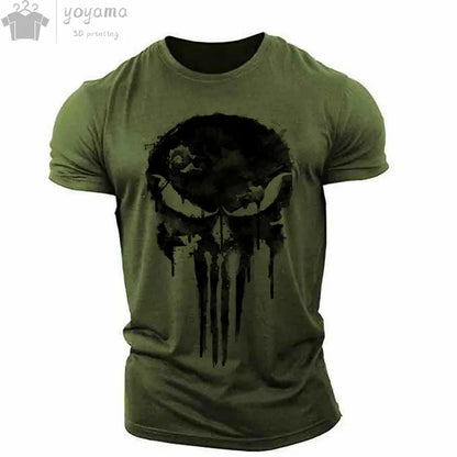 Men's T Shirt 3d Print Military Patriotic Skull