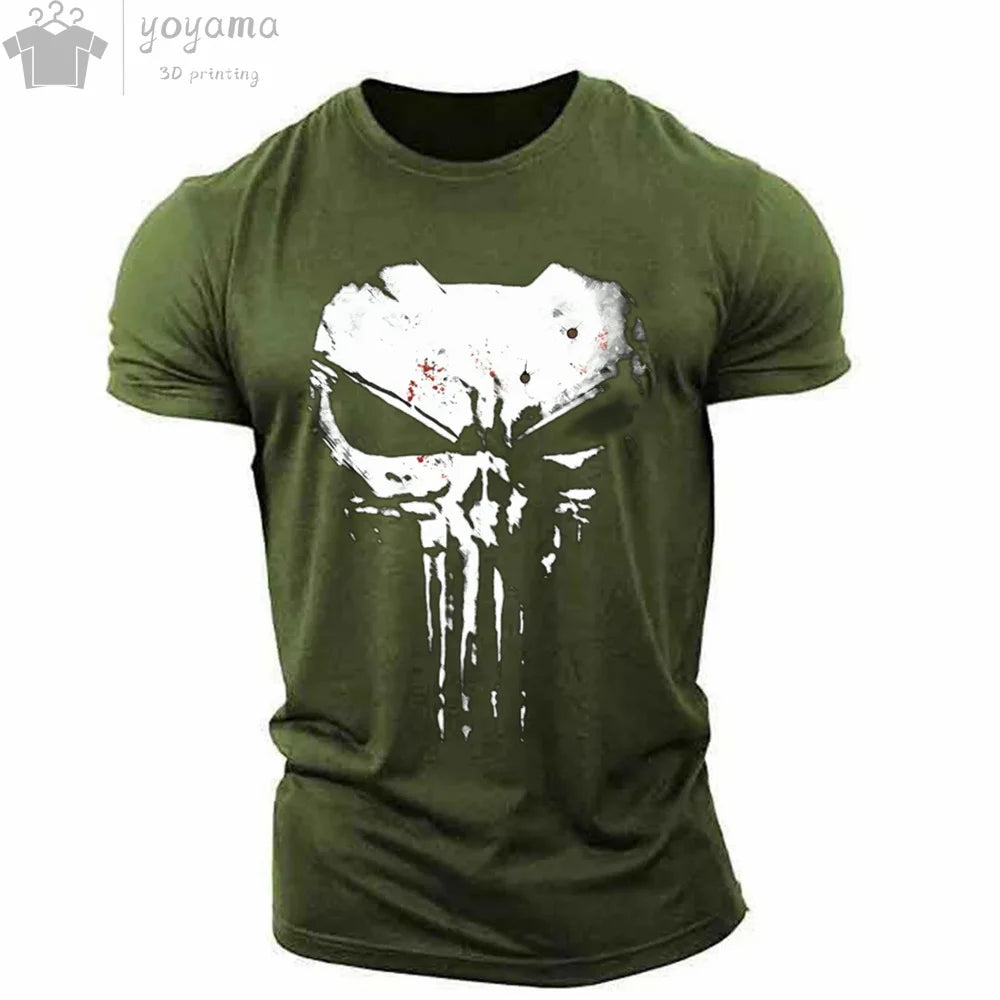 Men's T Shirt 3d Print Military Patriotic Skull